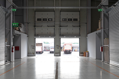 loading bay inside industrial unit for lorries