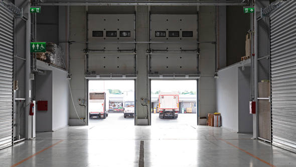 inside loading bay industrial warehouse garage doors